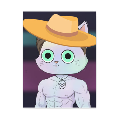 Whimsical Cat Art Canvas Print, Cute Decor for Animal Lovers, Fun Gift, Wall Art, Illustration, Home Office Decoration