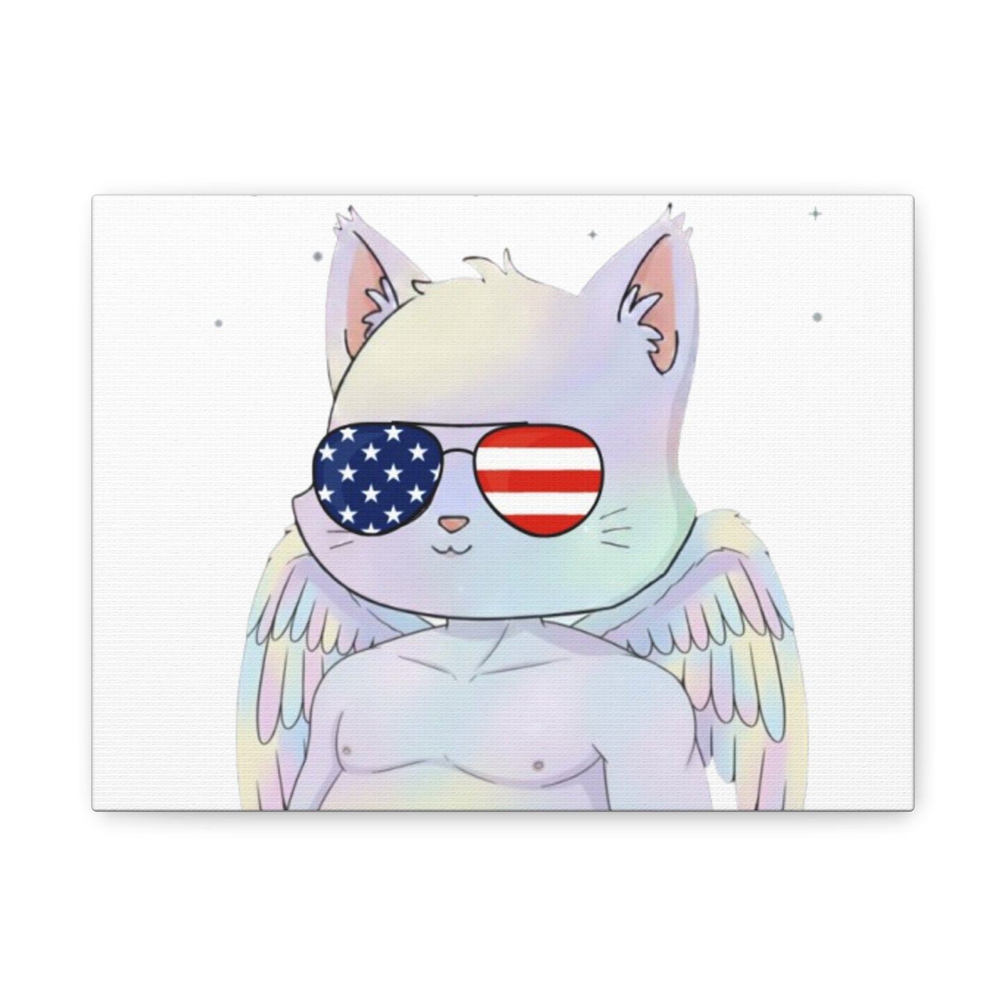 Patriotic Cat Canvas Print, Whimsical Art, Cute Decor, Gift for Cat Lovers, Wall Art for Home, USA Spirit Decoration