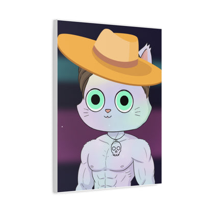 Whimsical Cat Art Canvas Print, Cute Decor for Animal Lovers, Fun Gift, Wall Art, Illustration, Home Office Decoration