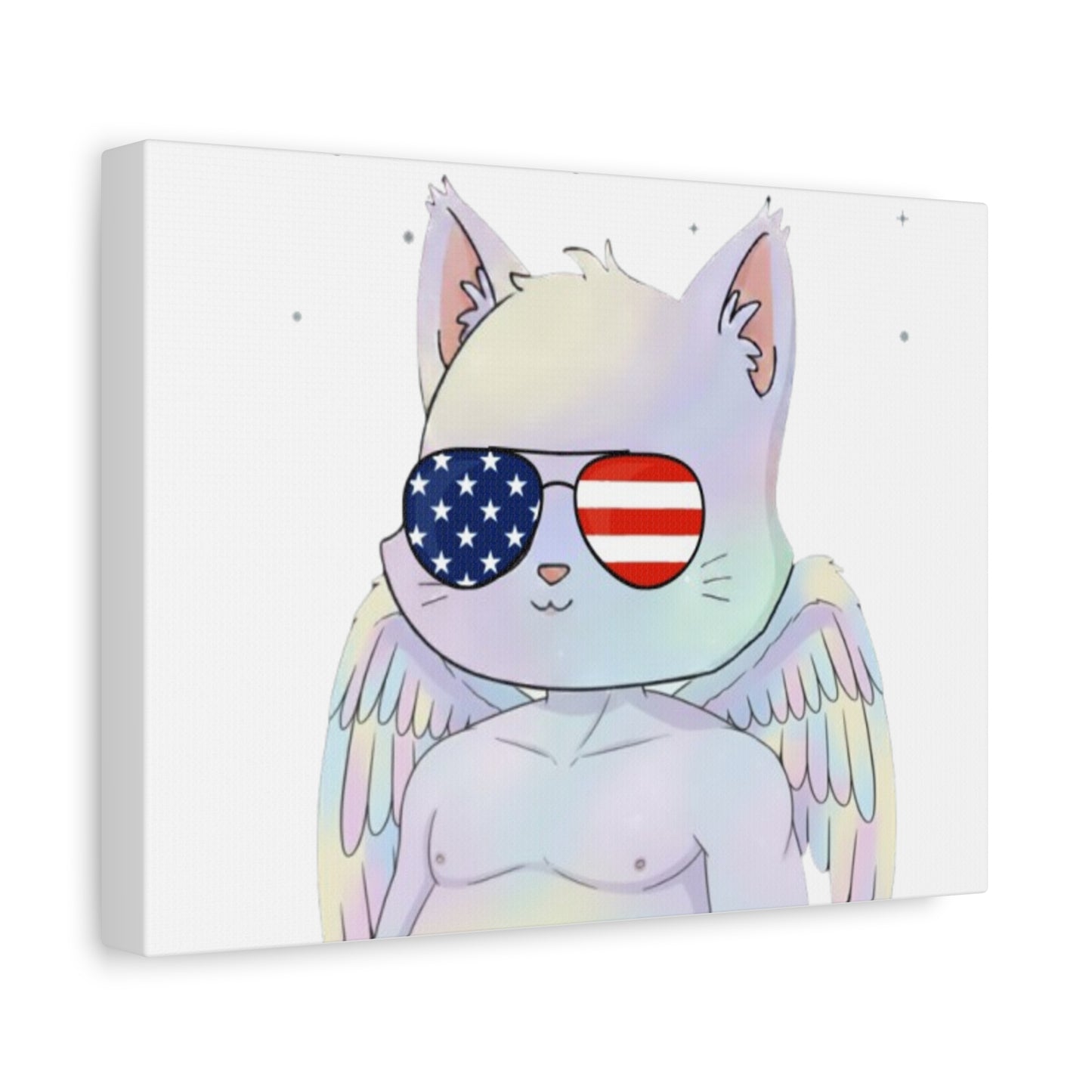 Patriotic Cat Canvas Print, Whimsical Art, Cute Decor, Gift for Cat Lovers, Wall Art for Home, USA Spirit Decoration